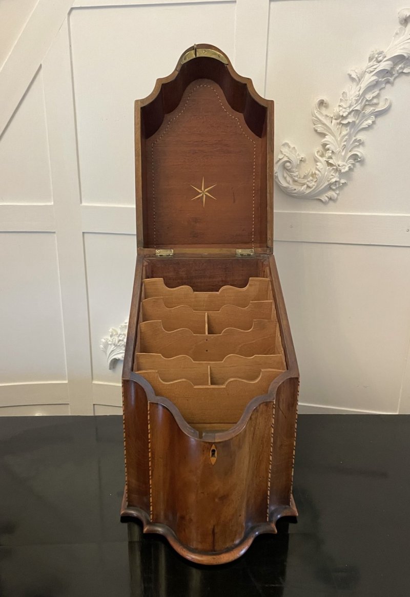 Antique George III Quality Mahogany Inlaid Post Box - Image 7